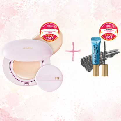 20 Shade All Day Skin Fit Milky Glow Cushion + Skinny & Long Mascara Bundle